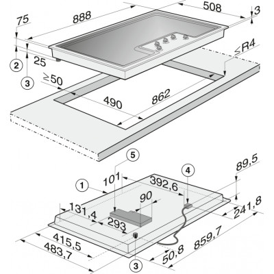 Газовая панель конфорок Miele KM 2356-1 EDST