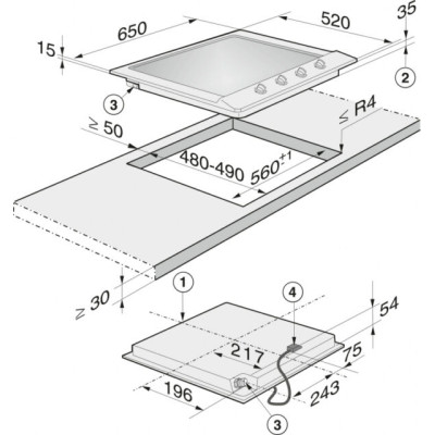 Газова панель конфорок Miele KM 2010