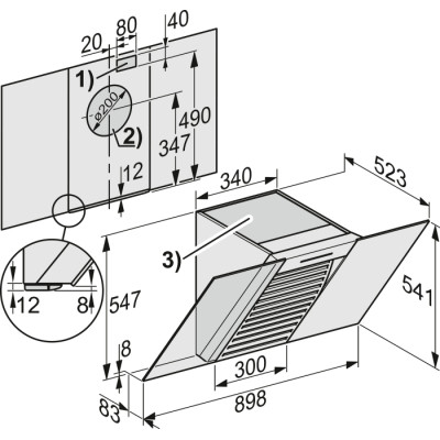 Вытяжка декоративная настенная Miele DA 6096 W чорний обсидіан Вытяжка декоративная настенная Miele DA 6096 W чорний обсидіан