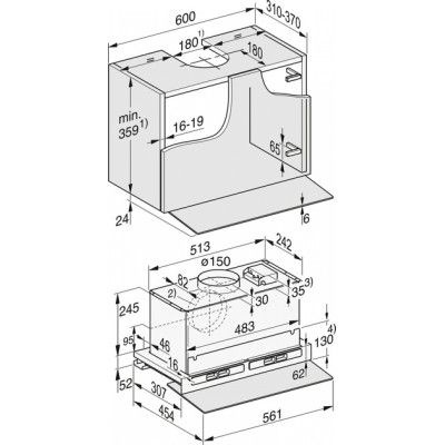 Вбудована витяжка з пласкою висувною панеллю Miele DAS 4640 Вбудована витяжка з пласкою висувною панеллю Miele DAS 4640