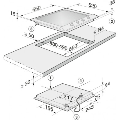 Газовая панель конфорок Miele KM 2010 EDST