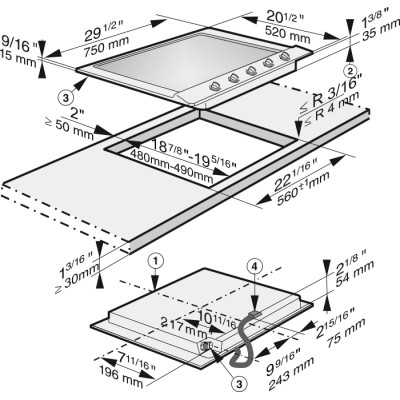 Газовая панель конфорок Miele KM 2034 EDST Газовая панель конфорок Miele KM 2034 EDST