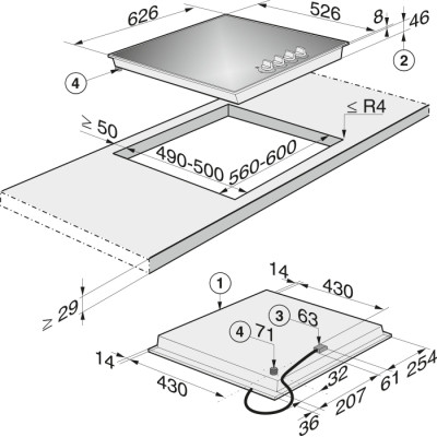 Газова панель конфорок Miele KM 3010