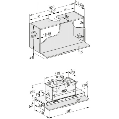Вбудована витяжка з пласкою висувною панеллю Miele DAS 8930