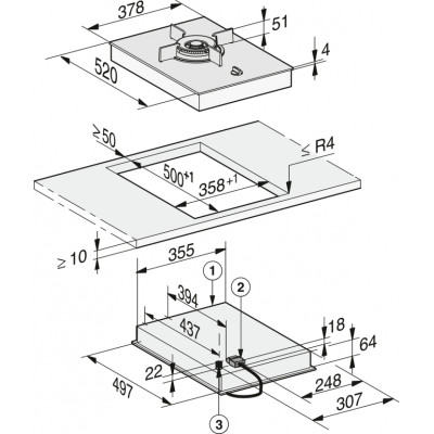 Газова панель конфорок (1 двоконтурна конфорки) Miele CS 7101-1 FL