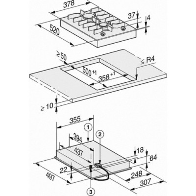 Газова панель конфорок (2 конфорки) Miele CS 7102-1 FL